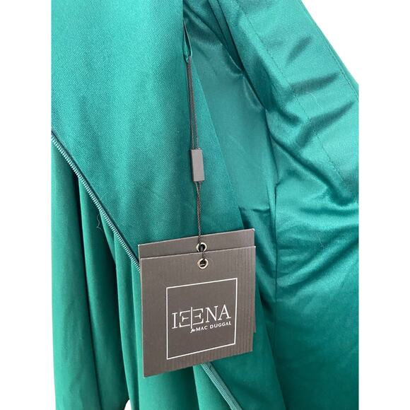 Ieena Mac Duggal 26573 Gown Long Sleeve Ruched Jersey V-Neck Emerald Size 12 - Picture 9 of 11